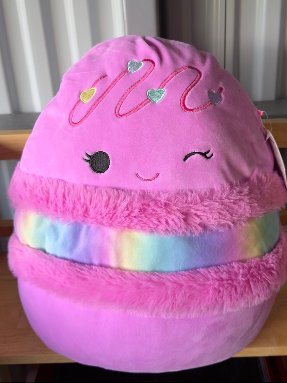 Plush Pink Rainbow Macaron Stuffed Toy - Kids Pillow Toy New With Tag